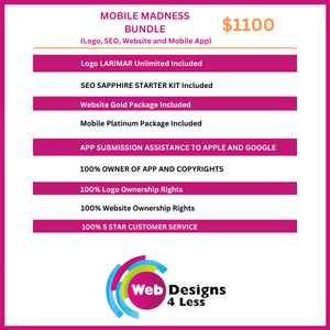 MOBILE MADNESS BUNDLE $1100 (Logo, SEO, Website and Mobile App)